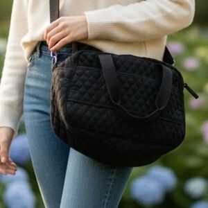 Vera Bradley Women’s Travel Duffel Crossbody Black Quilted Carry On Bag Purse